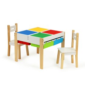 Tavolo per bambini in legno con sedie Creative, EcoToys