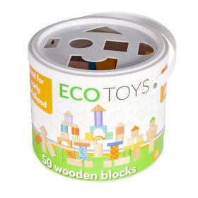Blocchi in legno colorati 50 pz, EcoToys
