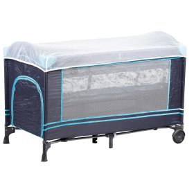 Lettino da viaggio Mosquito con materasso - blu scuro, EcoToys