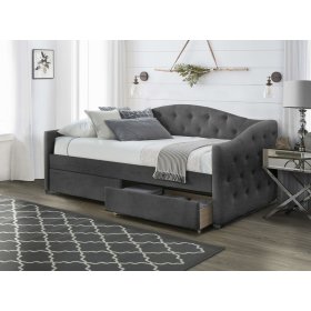 Letto imbottito con cassetti ALOHA 90 x 200 cm - Grigio scuro, Halmar