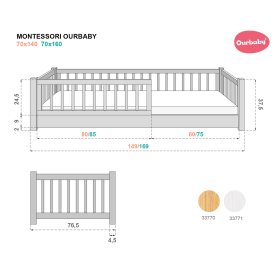 Lettino basso per bambini Montessori Ourbaby - naturale