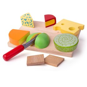 Bigjigs Toys Set di formaggi alimentari in legno su un piatto, Bigjigs Toys