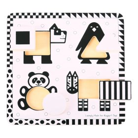 Bigjigs Toys Puzzle con inserti in legno forme bianche e nere 1, Bigjigs Toys