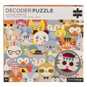 Petit Collage Puzzle animali 100 pezzi con occhiali 3D, Petit Collage