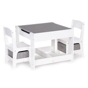 Set di tavolo per bambini e 2 sedie grigie, EcoToys