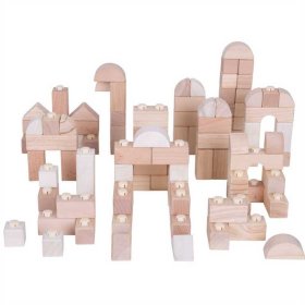Cubi di collegamento in legno per bambini Bigjigs - Natur set da 100 pezzi, Bigjigs Toys