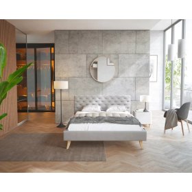 Letto imbottito California 140 x 200 cm - grigio