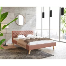 Letto imbottito California 140 x 200 cm - rosa antico, FDM