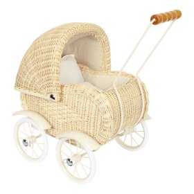 Passeggino in vimini per bambole - legno naturale, small foot
