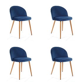 4 x Sedia imbottita in velluto SJ.075 Blu scuro