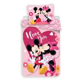 Biancheria da letto per bambini 100 x 135 cm + 40 x 60 cm Topolino e Minnie bacio, Sweet Home, Mickey Mouse