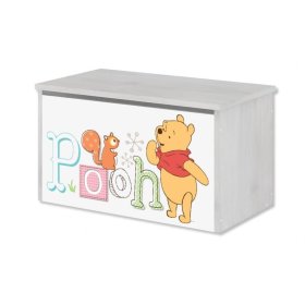 Cassapanca in legno per giocattoli Disney - Winnie the Pooh e salvadanaio - decoro in pino norvegese, BabyBoo, Winnie the Pooh