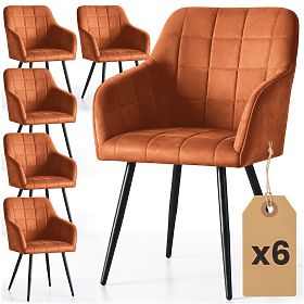 6x Sedia imbottita con cuciture quadrate Rame LUXANO Gambe nere