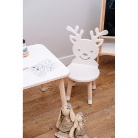 Tavolo per bambini con sedie - Cervo - bianco, Ourbaby