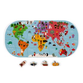 Janod Puzzle giocattolo acquatico Mappa del mondo 28 pz, JANOD