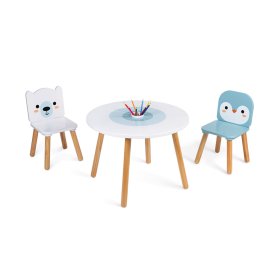 Janod Tavolo in legno e 2 sedie - Orso e Pinguino, JANOD