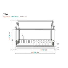 Letto casetta con barriera per bambini Tea - naturale