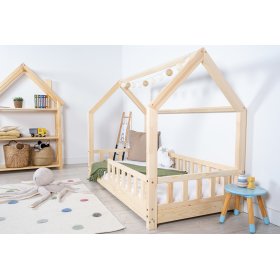 Letto casetta con barriera per bambini Tea - naturale