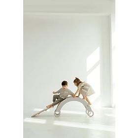 Altalena in legno Montessori con scivolo/parete da arrampicata M - bianca, baby wood