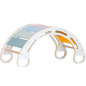 Altalena Montessori in legno - bianca con pioli colorati