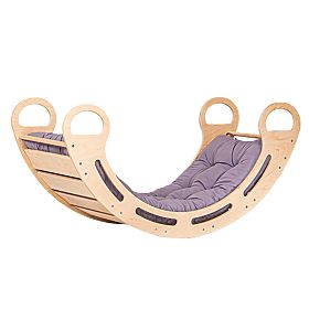 Altalena montessori in legno con cuscino grigio - 100 cm, Ourbaby®