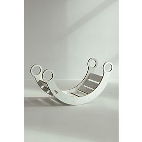 Altalena Montessori in legno con scivolo/parete da arrampicata L - bianco, baby wood