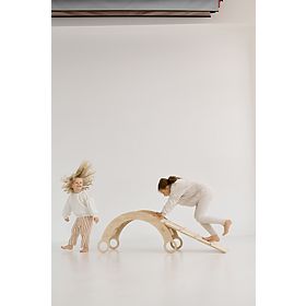 Altalena Montessori in legno con scivolo/parete da arrampicata M - naturale