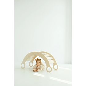 Altalena Montessori in legno con scivolo/scala L - naturale