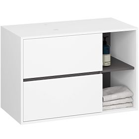 ARMADIETTO DA BAGNO SOTTO LAVABO CON FORI VAMI W90 UM 2SZ 2P BIANCO / GRIGIO GRAFITE