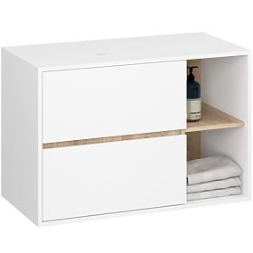 ARMADIETTO DA BAGNO SOTTO LAVABO CON FORI VAMI W90 UM 2SZ 2P BIANCO / ROVERE SONOMA