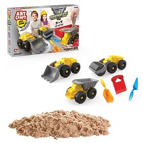 ART CRAFT Set di sabbia cinetica con veicoli da costruzione