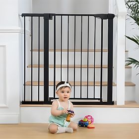 Barriera di sicurezza 74-105 cm per scale e porte, acciaio, pannelli aggiuntivi, nero ECOTOYS