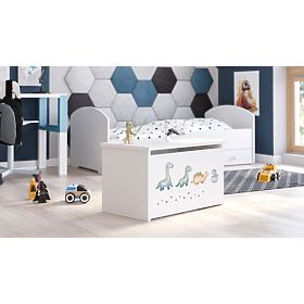 Baule per giocattoli Daria bianco con stampa Dinosauri