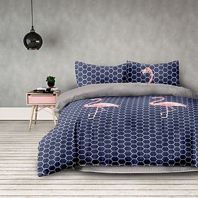 Biancheria da letto BASIC - AMELIAHOME colore blu scuro con stampa motivo animale stile moderno 155x