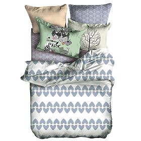 Biancheria da letto BASIC colore grigio motivo geometrico stampato 155x220_80x80*1 DecoKing