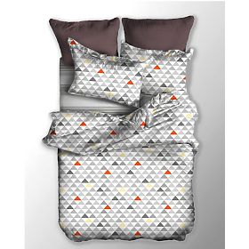 Biancheria da letto BASIC grigia con motivo geometrico 155x220_80x80*1 DecoKing