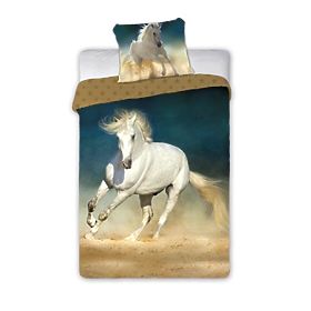 Biancheria da letto per bambini 140x200 cm + 70x90 cm Cavallo bianco, Faro