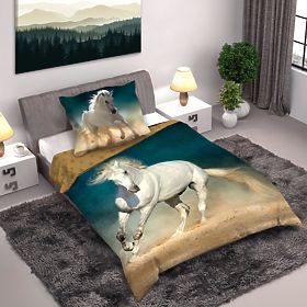Biancheria da letto per bambini 140x200 cm + 70x90 cm Cavallo bianco, Faro