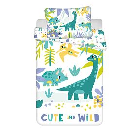 Biancheria da letto per bambini Dino 'Cute and wild' baby 100x135 cm + 40x60 cm