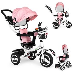 Bicicletta triciclo con sedile girevole e ruote in gomma resistente rosa ECOTOYS