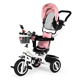 Bicicletta triciclo con sedile girevole e ruote in gomma resistente rosa ECOTOYS
