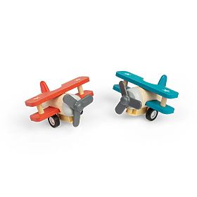Bigjigs Toys Aereo in legno a carica Biplano 1 pz, Bigjigs Toys