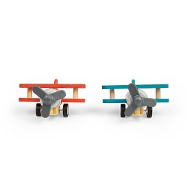 Bigjigs Toys Aereo in legno a carica Biplano 1 pz