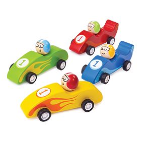 Bigjigs Toys Auto da corsa in legno colorato 1 pz