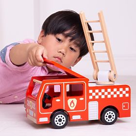 Bigjigs Toys Camion dei pompieri in legno, Bigjigs Toys