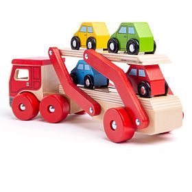 Bigjigs Toys Camion di legno con macchinine