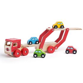 Bigjigs Toys Camion di legno con macchinine
