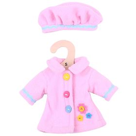 Bigjigs Toys Cappottino rosa con bottoni per bambola 28 cm