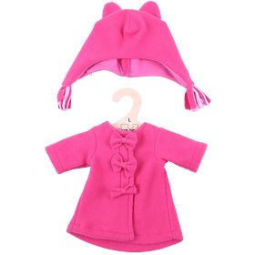 Bigjigs Toys Cappottino rosa con cappellino per bambola 38 cm