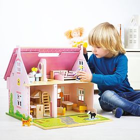 Bigjigs Toys Casa delle bambole in legno portatile, Bigjigs Toys